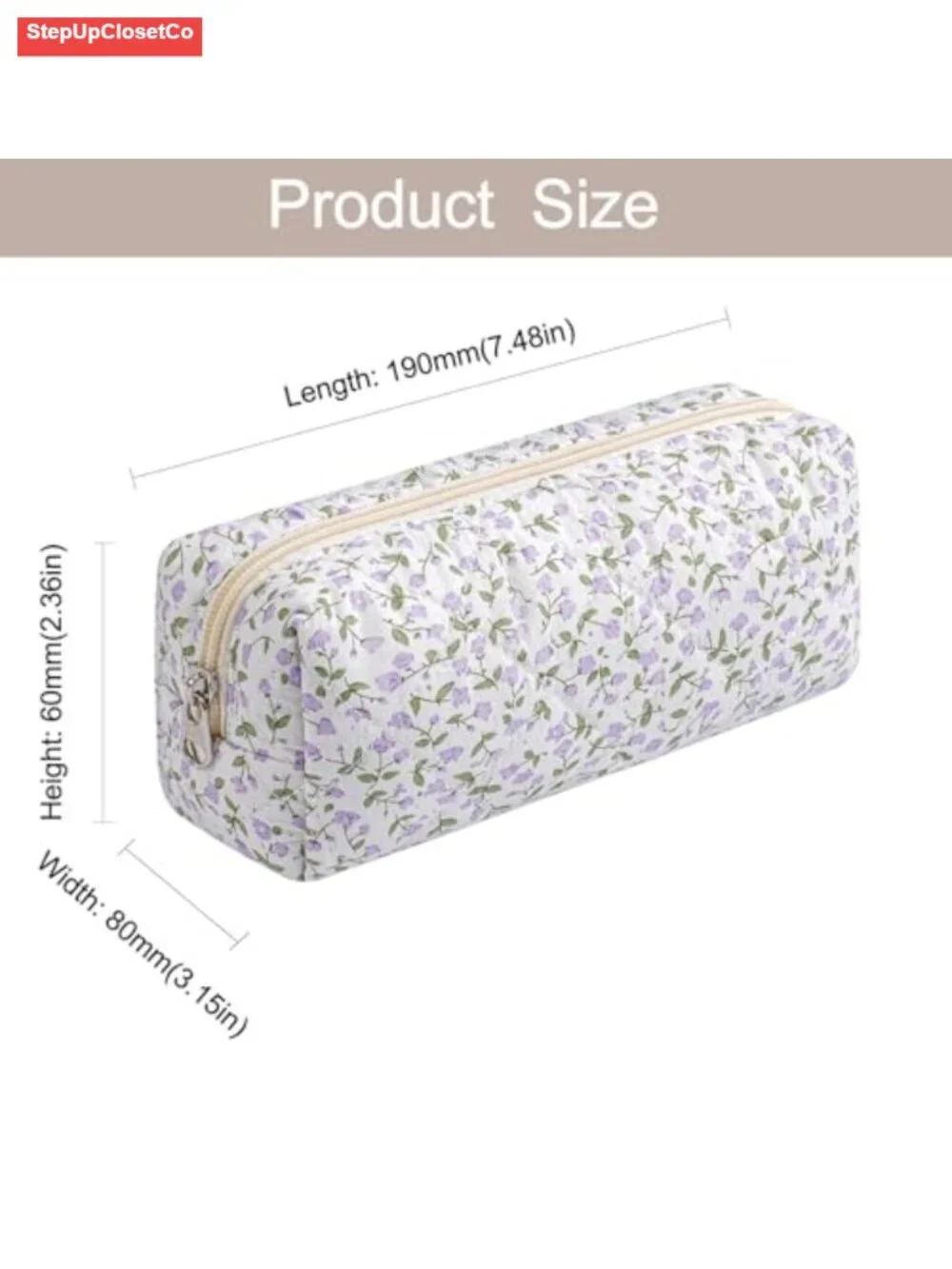 Quilted Cotton Makeup Brush Bag Cosmetic Pouch Travel Toiletry Organizer Zipper